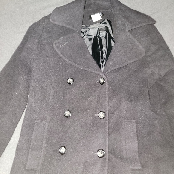 Levine Classics Long Double Breasted Wool Peacoat Trench- Size 6 - Black - Picture 3 of 12
